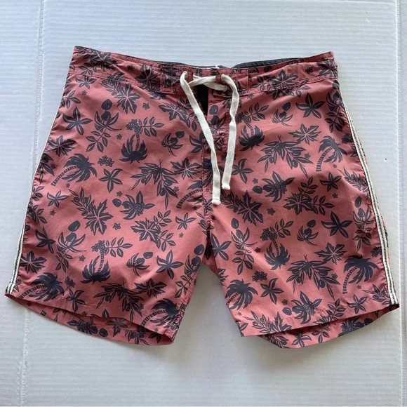 Body Glove Vintage Board Shorts Mens Medium 32" Waist Pink Floral Palms Unlined - Picture 1 of 10